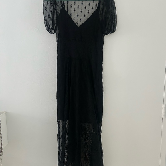 MAJE black lace dress see though long dress NWT sz2 - Picture 7 of 9